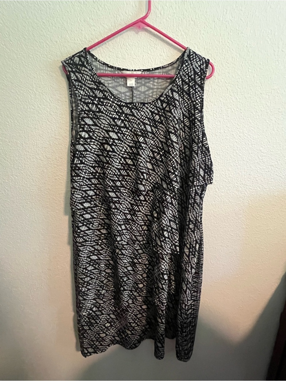 CJ Banks Sleeveless Black & White Printed Tank Dress 1X